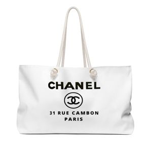 Designer Style Large White Beach Tote Bag CC